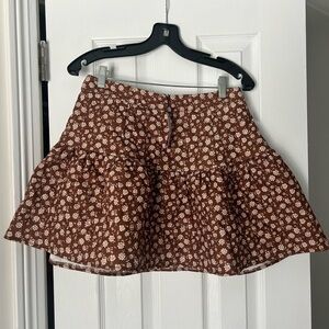 NWT Cider Brown Floral Skater Skirt